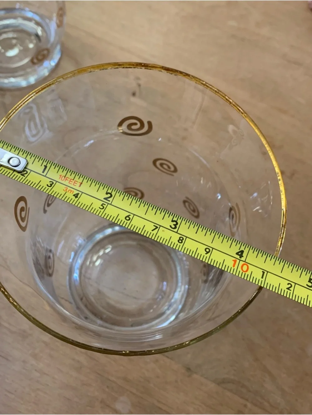 Glass Candle Holders with Gold Trim and Swirls - Set of 4